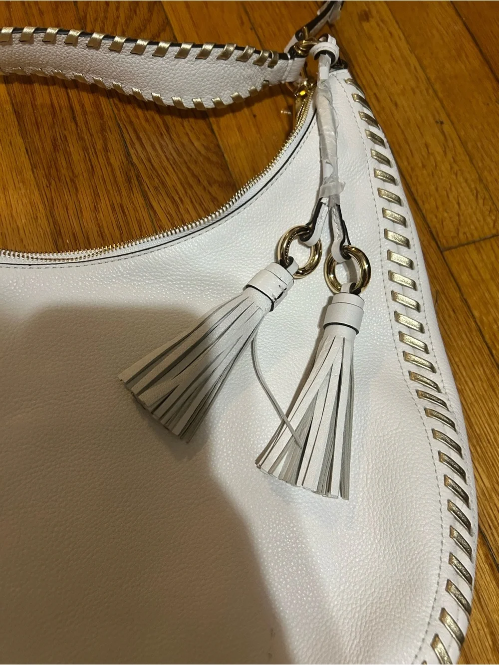 Michael Kors Lauryn Large Shoulder Bag Leather Optic White And Wallet
